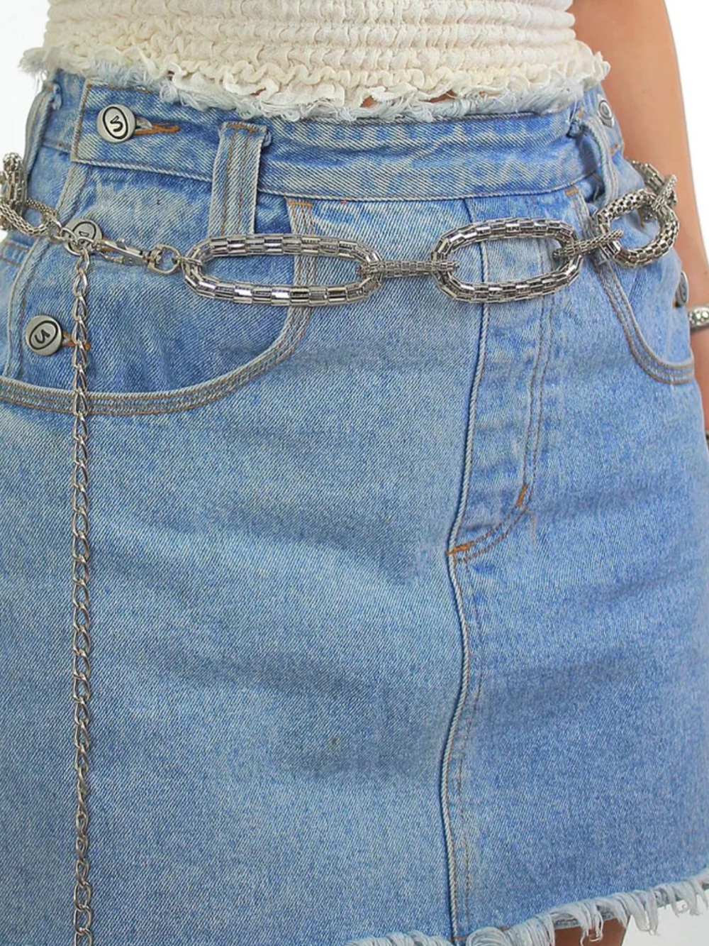 Vintage Boho Silver-tone Mesh Chain Link Belt - Women Accessories - Picture 1 of 5